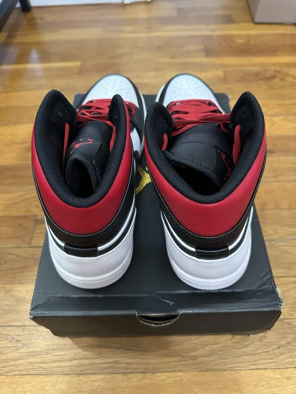 *New with Defects* Jordan 1 Mid Men White Black Red (DQ8426-106) Size 11.5